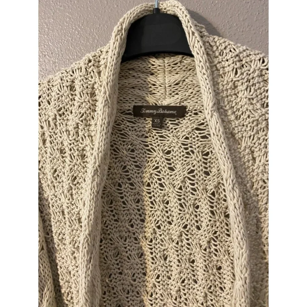 Tommy Bahama Womens Cardigan Sweater Light Brown Extra Small XS Linen Cotton - Picture 4 of 6